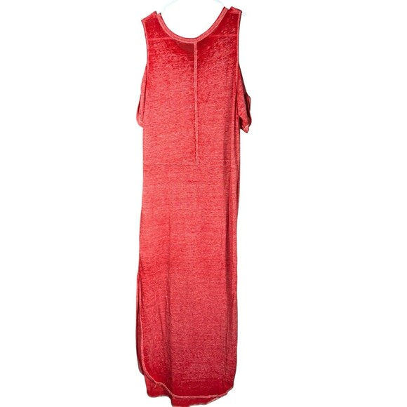 We The Free Maxi Dress Women's XS/TP Red Burnout Twist Sleeve Cold Shoulder‎ - Picture 1 of 6